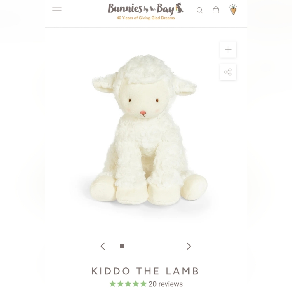 Bunnies By The Bay Kiddo the Lamb Soft Plush Stuffed Animal Easter Spring Stuffy